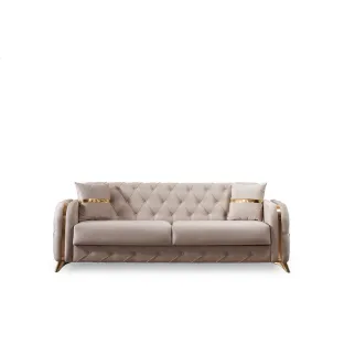 Canapea Extensibila Diamond, 223x89x79 h cm, Catifea Beige Deschis