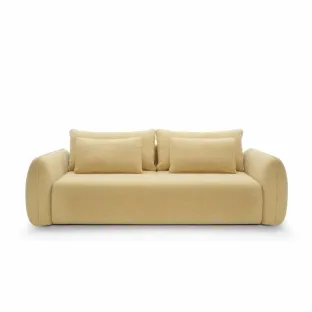 Canapea Extensibila Maloy, 252x103x 89 h cm, Stofa, Galben Deschis