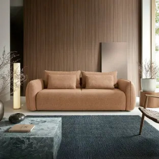 Canapea Extensibila Maloy, 252x103x 89 h cm, Stofa, Rust