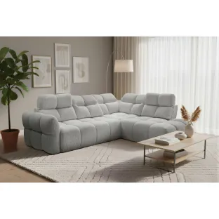Coltar Calma, Tetiere Reglabile, 273x219x90-98 cm, Stofa, Gri
