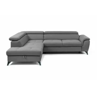 Coltar Extensibil Aldeia, 251.5x200x70/90 cm, Stofa - Gri Deschis