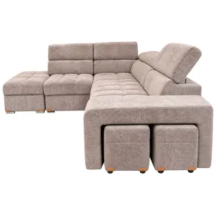 Coltar Extensibil cu Tabureti Amalfi, 272x230x77-92 h cm, Stofa Gri