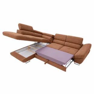 Coltar Extensibil Fabio, 280x235x69-88 H cm, Stofa Aragon 52 Caramiziu