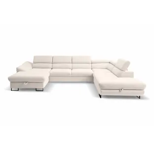 Coltar extensibil Fabio U, 350x235x175 cm, Stofa, Crem