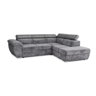 Coltar Extensibil Fiona + taburet, 264x220x76-91 h cm, Stofa Cremona 95 Gri