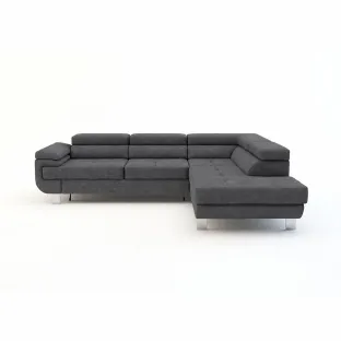 Coltar Extensibil Lotos,  275x230x73-87 h cm, Stanga, Stofa Gri Inchis,