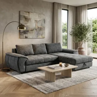 Coltar Extensibil Venus, 290x175x72 h cm, Colt Dreapta, Stofa Gri Inchis Lumos 75