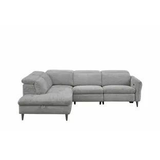 Coltar Laccio Cu Recliner Electric si Spatiu de Depozitare,  279x217 cm, Stofa Gri