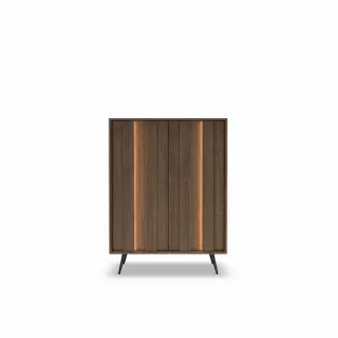 Comoda 2 Usi Amaro, Sistem De Iluminat tip Led Inclus, 93.5x40x125.6 h cm, Pal Melaminat/MDF, Stejar Dunin
