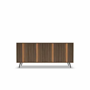 Comoda Amaro 4 Usi, Sistem de Iluminat tip Led Inclus, 183.3x40x82.6 h cm, Pal Melaminat/MDF, Stejar Dunin