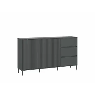 Comoda Avenale AVEK01, 2 Usi + 3 Sertare, 157.8x40x91.6 h cm, Pal Melaminat/MDF, Antracit
