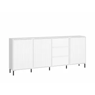 Comoda Avenale AVEK02, 3 Usi + 3 Sertare, 212x40x91.6 h cm, Pal Melaminat/MDF, Alb Alpin/Alb Lucios