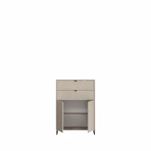 Comoda Caseres TYP33, 2 Usi + 2 Sertare, 80x38x113 h cm, Pal Melaminat/MDF, Casmir