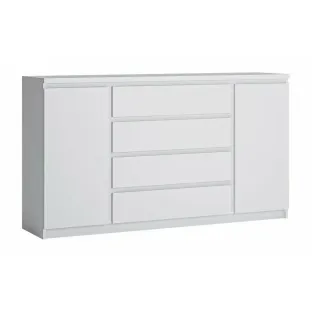 Comoda Fribo FRIK02, 2 Usi + 4 Sertare, 165.4x40x92.9 h cm, Pal Melaminat, Alb Alpin
