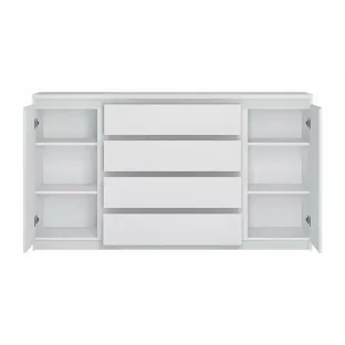 Comoda Fribo FRIK02, 2 Usi + 4 Sertare, 165.4x40x92.9 h cm, Pal Melaminat, Alb Alpin