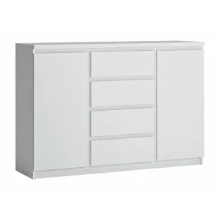 Comoda Fribo FRIK03, 2 Usi + 4 Sertare, 135.4x40x92.9 h cm, Pal Melaminat, Alb Alpin