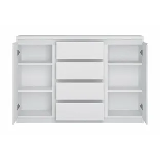 Comoda Fribo FRIK03, 2 Usi + 4 Sertare, 135.4x40x92.9 h cm, Pal Melaminat, Alb Alpin