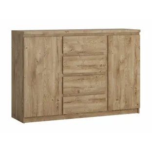 Comoda Fribo FRIK03, 2 Usi + 4 Sertare, 135.4x40x92.9 h cm, Pal Melaminat, Stejar Ribbeck Auriu