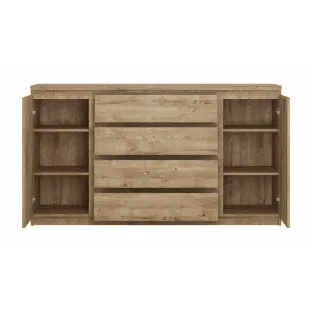 Comoda Fribo FRIK02, 2 Usi + 4 Sertare, 165.4x40x92.9 h cm, Pal Melaminat, Stejar Ribbeck Auriu