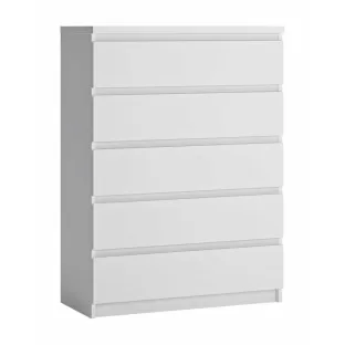Comoda Fribo FRIK06 cu 5 Sertare, 82.8x40x113.9 h cm, Pal Melaminat, Alb Alpin