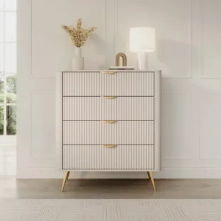 Comoda Lante 4 Sertare, 88.2x38x101.2 cm, MDF, Beige