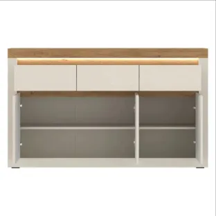 Comoda Naxxar NAXK02, 3 Usi + 3 Sertare, 149x39.6x89.3 h cm, Pal Melaminat/PVC, Stejar Piatra/Casmir