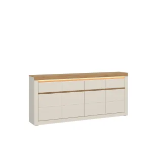 Comoda Naxxar NAXK03, 4 Usi + 4 Sertare, 194x39.6x89.3 h cm, Pal Melaminat/PVC, Stejar Piatra/Casmir