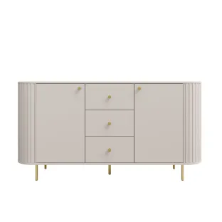 Comoda Ovalio 2 Usi si 3 Sertare, TYP 823,  164.6x42.3x85.4 h cm, Pal Melaminat/MDF, Beige Nisip