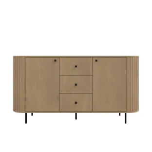 Comoda Ovalio 2 Usi si 3 Sertare, TYP 823,  164.6x42.3x85.4 h cm, Pal Melaminat/MDF, Stejar Cremona