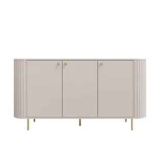 Comoda Ovalio 3 Usi, TYP 830,  164.6x42.3x85.4 h cm, Pal Melaminat/MDF, Beige Nisip