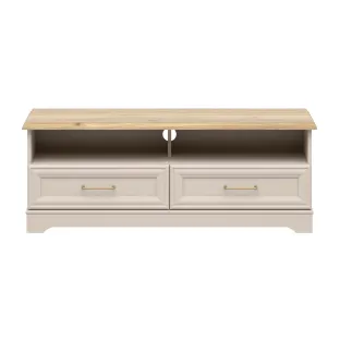 Comoda TV Flandra, 124x47x44 h cm, Pal Melaminat/MDF Casmir/Stejar Mauvella