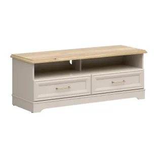 Comoda TV Flandra, 124x47x44 h cm, Pal Melaminat/MDF Casmir/Stejar Mauvella