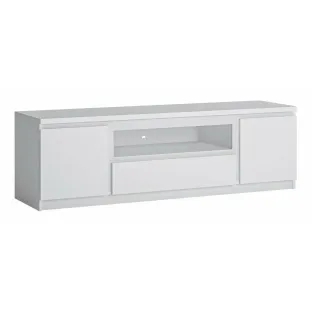 Comoda TV Fribo FRIF01, 2 Usi + Sertar, 165.4x45x51.1 h cm, Pal Melaminat, Alb Alpin