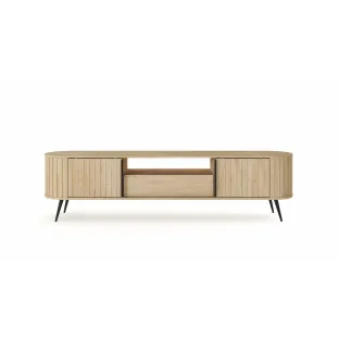 Comoda TV, Lovi 196-2D1S, 196x40.2x51.2 h cm, Front Riflaj, Natur