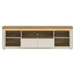 Comoda TV Naxxar NAXF02, 2 Usi + 2 Sertare, 194x39.6x62.5 h cm, Pal Melaminat/PVC, Stejar Piatra/Casmir