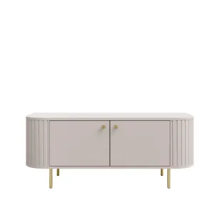 Comoda TV Ovalio 2 Sertare, TYP 302,  123x42.3x50 h cm, Pal Melaminat/MDF, Beige Nisip