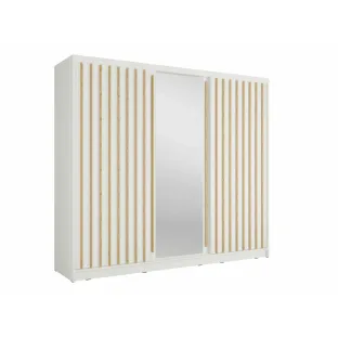 Dulap Aluna Cu Usi Glisante Si Decor tip Riflaj, 245x62x215 h cm, Pal Melaminat, Alb