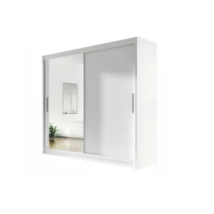 Dulap Usi Culisante Bega VI 180x58x215 cm, Alb Mat/Oglinda