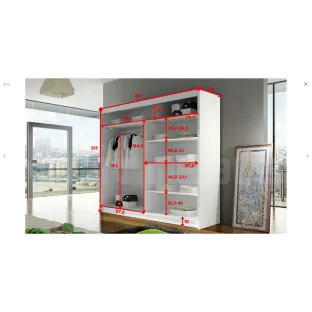Dulap Usi Culisante Bega VI 180x58x215 cm, Alb Mat/Oglinda