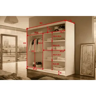 Dulap Usi Culisante Bega VI 180x58x215 cm, Stejar Sonoma/Oglinda