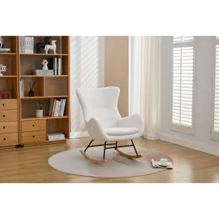 Fotoliu Balansoar Molma, 67x85x93 cm, Stofa Boucle, Beige
