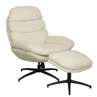 Fotoliu cu Taburet Argos, 83x93x102 h cm, Stofa Crem