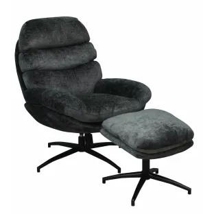 Fotoliu cu Taburet Argos, 83x93x102 h cm, Stofa Gri