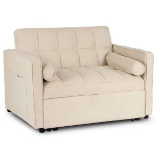 Fotoliu Extensibil Karole, 120x100-193x87 h cm, Stofa, Beige