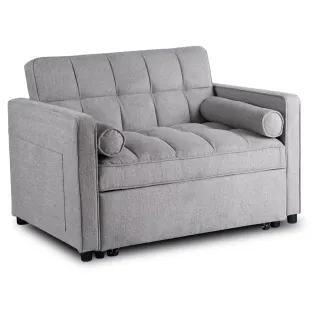 Fotoliu Extensibil Karole, 120x100-193x87 h cm, Stofa, Gri