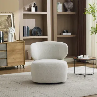 Fotoliu Rotativ Duarte, 73x76x76 h cm, Stofa, Beige Deschis