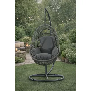 Leagan de Gradina/Terasa Nexia 105x105x196 cm, Metal/Ratan Sintetic/Stofa, Gri/Gri Deschis