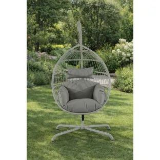 Leagan de Gradina/Terasa Yardio 134x134x200 cm, Metal/Ratan Sintetic/Stofa, Crem