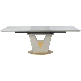 Masa Extensibila Athos, 160-220x90x76 h cm, Blat Ceramic + MDF, Beige/Gri Glossy