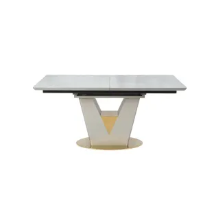 Masa Extensibila Athos, 160-220x90x76 h cm, Blat Ceramic + MDF, Beige/Gri Glossy